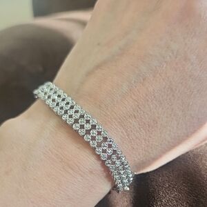 3 Row Elegant Silver Bracelet